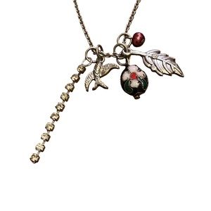 Bohemian Boho Silver Toned Charm Necklace